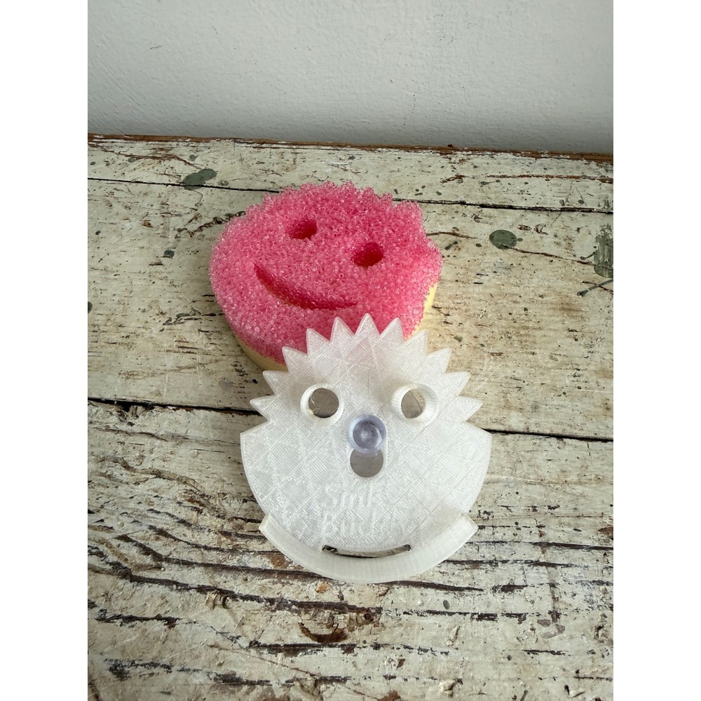 Scrub Daddy Sink Buddy Holder with Pink Smiley Sponge Suction Cup Kitchen Caddy - Picture 2 of 4